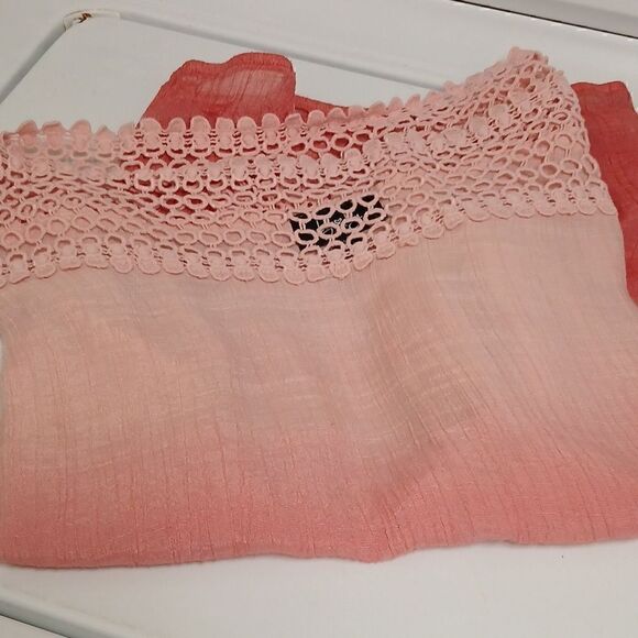 By & By Melon/Peach Ombre' Short Sleeved Semi Sheer Blouse XL - Picture 5 of 9